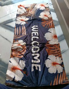 Welcome Doormat with Floral Print