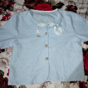 Elegant Blue Embroidered top