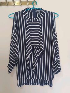 Chic Striped Cold Shoulder Top