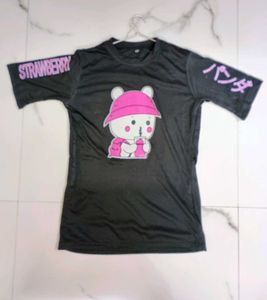 Cute Printed Women's T-Shirt (Black)