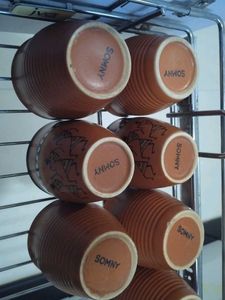 SOMNY Brown Ceramic Tea Cups (Set of 6)