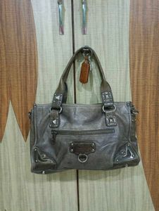 Stylish Grey Leather Lancaster handbag