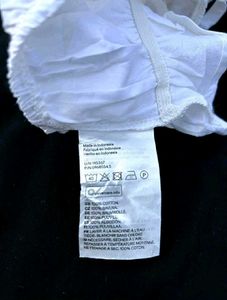 H&amp;M White Cotton Smocked Crop Top
