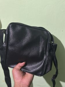Classic Black Faux Leather Crossbody Bag