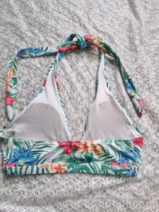 Tropical Floral Print Halter Bikini Top