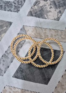 Elegant Beaded Bangles with Rhinestones