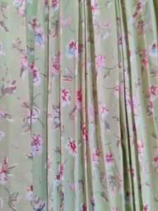 Light Green Floral Pleated Skirt