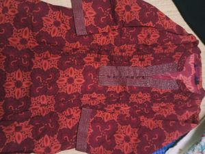 Maroon Printed Kurta