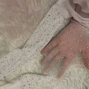 Rhinestone white fishnet Stocking