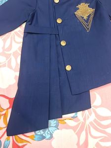 Boys' Blue Embroidered Indowestern Kurta