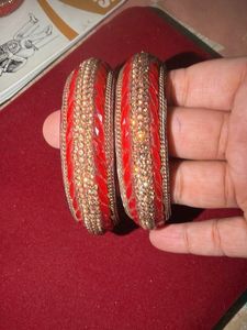 Sparkling Red & Gold Bangles