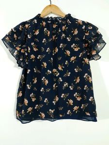 Navy Printed Casual Top ( Women's )