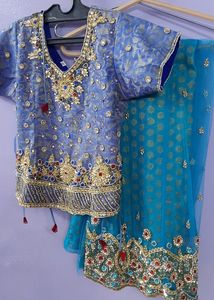 Lehanga Blue For Girl Kids Aari Work