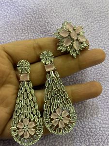 American Diamond Earrings And Ring