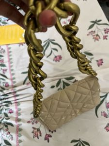 Stylish Quilted Clutch with Gold Chain