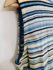 Striped Sleeveless Mock Neck Top