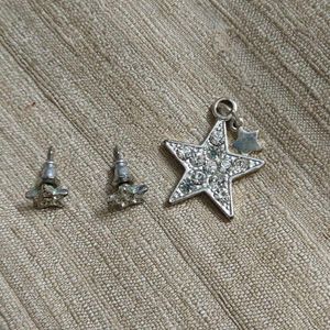 Sparkling Star Earrings & Pendant Set