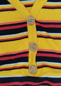 Striped Button-Up Cropped Top