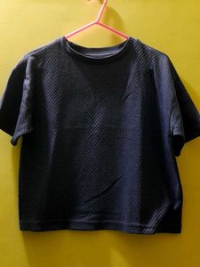 Dark Blue Textured T-Shirt