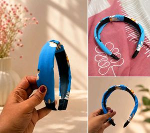 Blue Floral Printed Headband🩵⚡