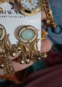 Dhwani Dangle Earrings with Blue Stone