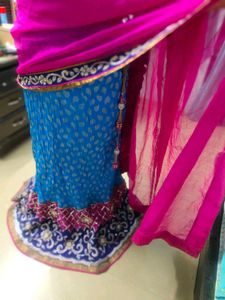 Blue & Pink Embroidered Indian Lehenga S......