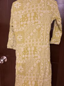 Lime Green Printed Kurta