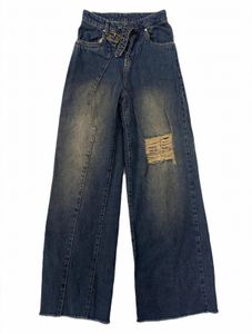 Distressed Wide-Leg Jeans