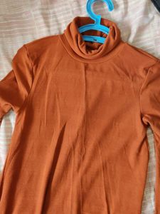 Shein Rust Orange Turtleneck Dress