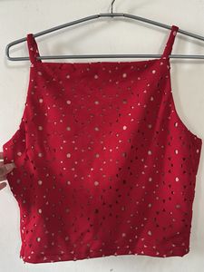 Red Cutout Crop Top