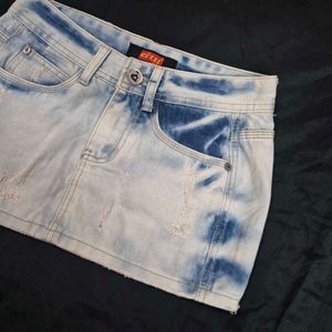 Distressed Denim micro Mini Skirt
