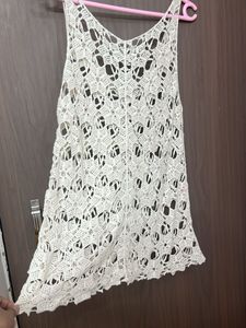 Cream Crochet Tank Top for medium and large