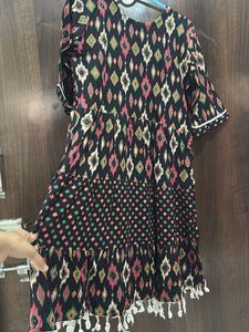 Bohemian Print Kurta with Tassels