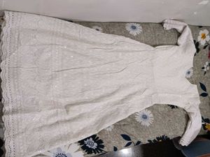 Elegant White Chikankari Maxi Dress