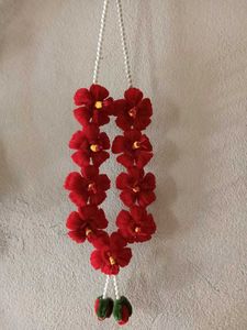 Handmade Red Flower Necklace