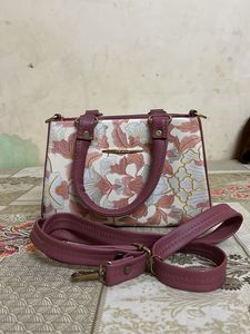 Floral Print Handbag with Strap