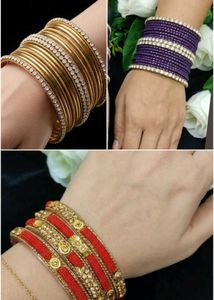 Exquisite Gold & Crystal Bangle Set