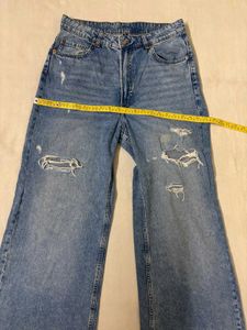 H&amp;M Distressed Wide Leg Jeans