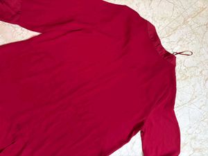 Red V-Neck High-Low Tunic Top...