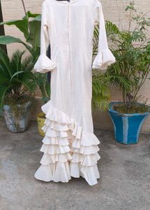 Cream Ruffled Maxi Dress