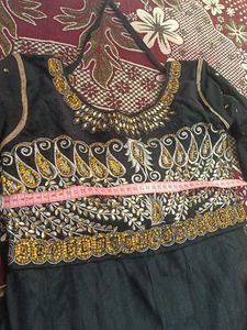🖤 Black &amp; Gold Embroidered Anarkali Gown ✨