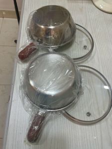 2pcs Stainless Steel Pot with Lid