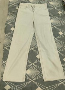 Cream Wide Leg Jeans