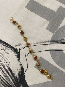 Elegant Rudraksha & Gold Tone Bracelet