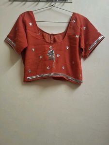 Embellished  Saree Blouse rust orange