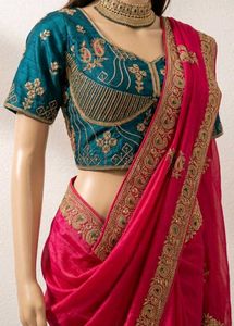 Elegant Pink Embroidered Saree