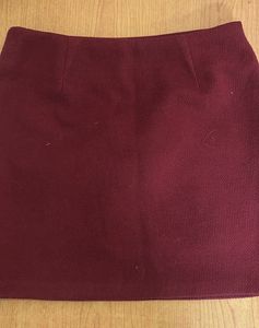 Maroon Textured Mini Skirt