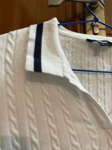 White Cable Knit Short Sleeve Top