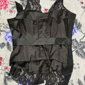 Black Lace Halter corset with Satin Bow