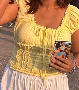 Butter Yellow Smocked Top